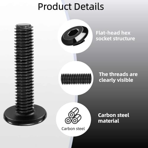 MTRoyaldia 50PCS 1/4"-20x15mm Threaded Inserts for Wood +20PCS 1/4-20 x 1-1/4" Bolt +30PCS 1/4-20 x 3/4" Bolt,Furniture Screw,Hex Socket Drive Nut Threaded Wood Inserts with 9mm Drill bit & hex Wrench - Image 4