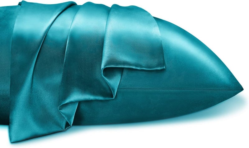 GO WELL Solid Satin Silk Pillow Covers Pack of 2 for Hair and Skin-with Satin Scrunchies |Satin Pillow coves for Hair and Skin|scrunchies for Women 3-Piece|Silk Pillow case (Voilet) - Image 4
