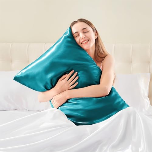 GO WELL Solid Satin Silk Pillow Covers Pack of 2 for Hair and Skin-with Satin Scrunchies |Satin Pillow coves for Hair and Skin|scrunchies for Women 3-Piece|Silk Pillow case (Voilet) - Image 3