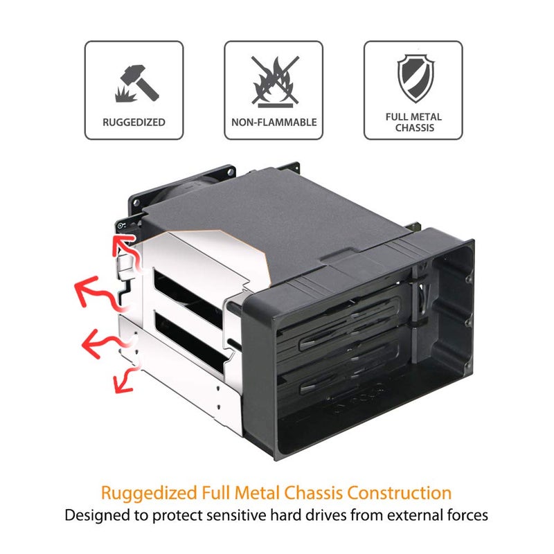 ICY DOCK Hot Swap 3 Bay 3.5 Inch SATA/SAS HDD Docking Enclosure Mobile Rack in 2 x 5.25 Inch Drive Bay (Include 3X SATA Cables) | flexiDOCK MB830SP-B - Image 3