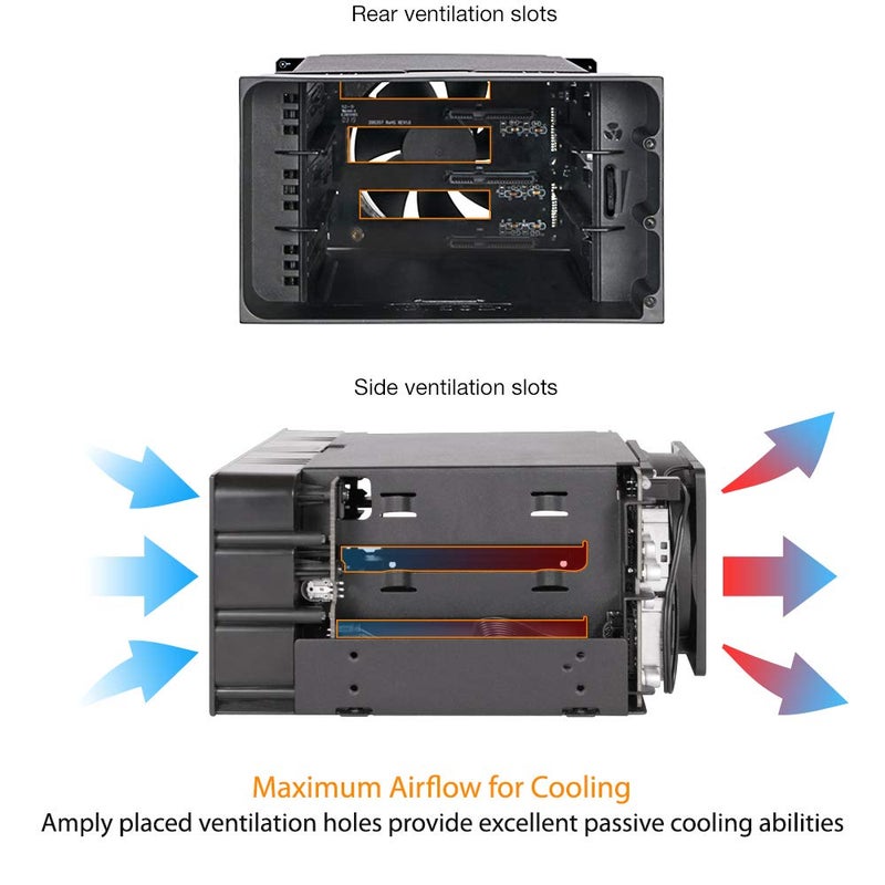 ICY DOCK Hot Swap 3 Bay 3.5 Inch SATA/SAS HDD Docking Enclosure Mobile Rack in 2 x 5.25 Inch Drive Bay (Include 3X SATA Cables) | flexiDOCK MB830SP-B - Image 5