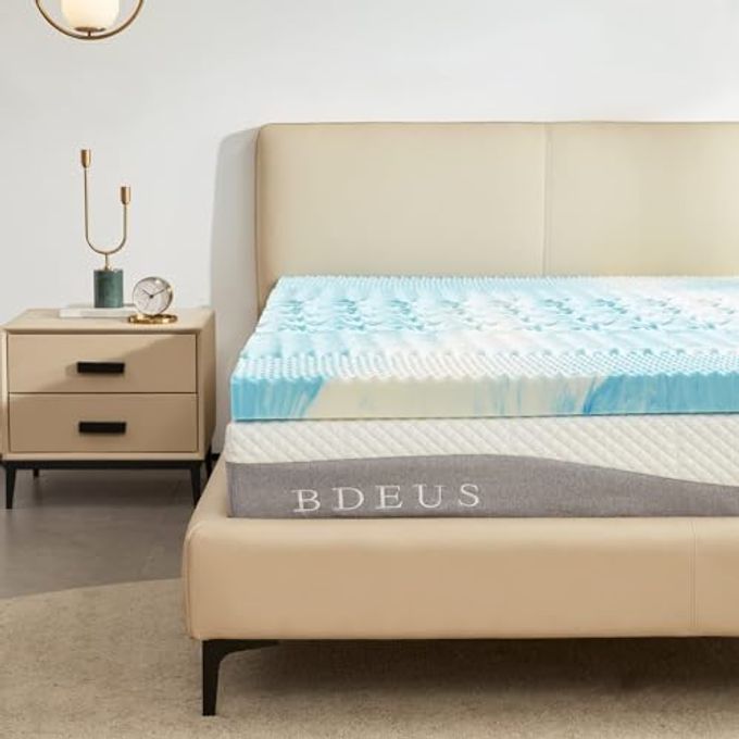 3 INCH MATTRESS TOPPER 5ZONE MEMORY FOAM MATTRESS TOPPER PRESSURE RELIEVE SOFT MATTRESS PAD CERTIPURUS CERTIFIED FULL SIZE BLUE