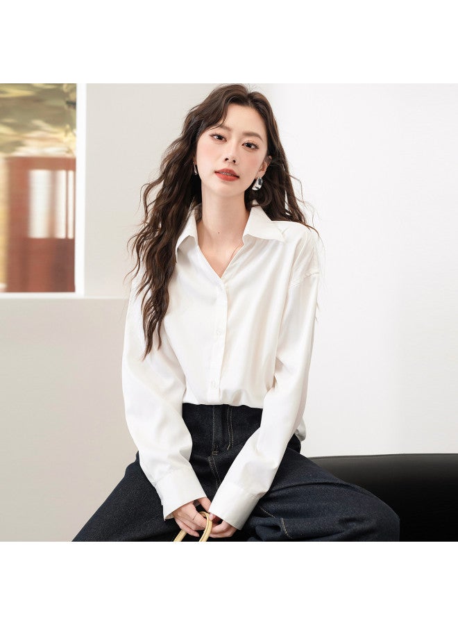 Baleno Smooth Drape Women's Shirt - Spring Office Blouse For Women, Versatile Solid Color Top With Premium Elegance - Image 4