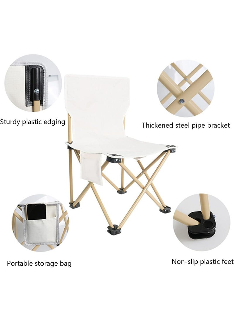 Generic Portable Folding Camping Chairs with Back Support, Convenient for Travel, Fishing, Hiking, BBQ, Beach with Large Carry Bag (White)  - Image 2