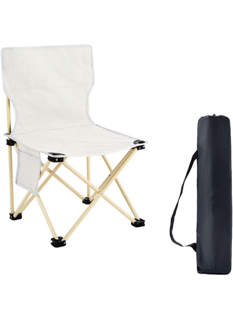 Generic Portable Folding Camping Chairs with Back Support, Convenient for Travel, Fishing, Hiking, BBQ, Beach with Large Carry Bag (White)  - Image 3