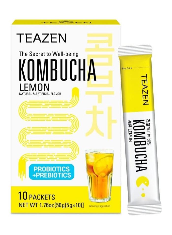 Teazen Kombucha Lemon Probiotics (10 Sticks) - Image 1