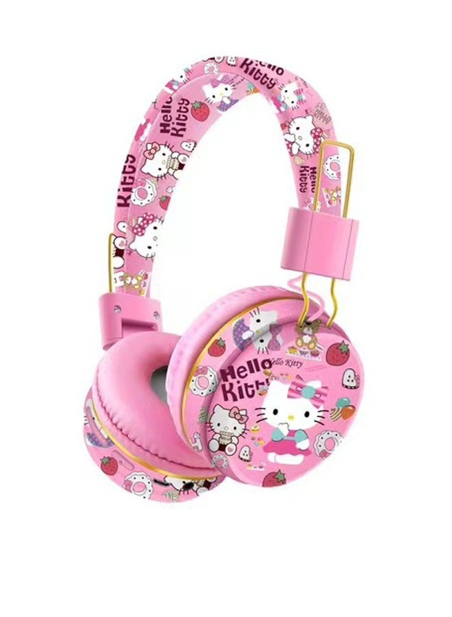 Upgraded pink Hello Kitty pattern Bluetooth wireless headphones for children, noise-cancelling wireless headphones for children, suitable for TF cards, mobile phones, tablets - Image 1