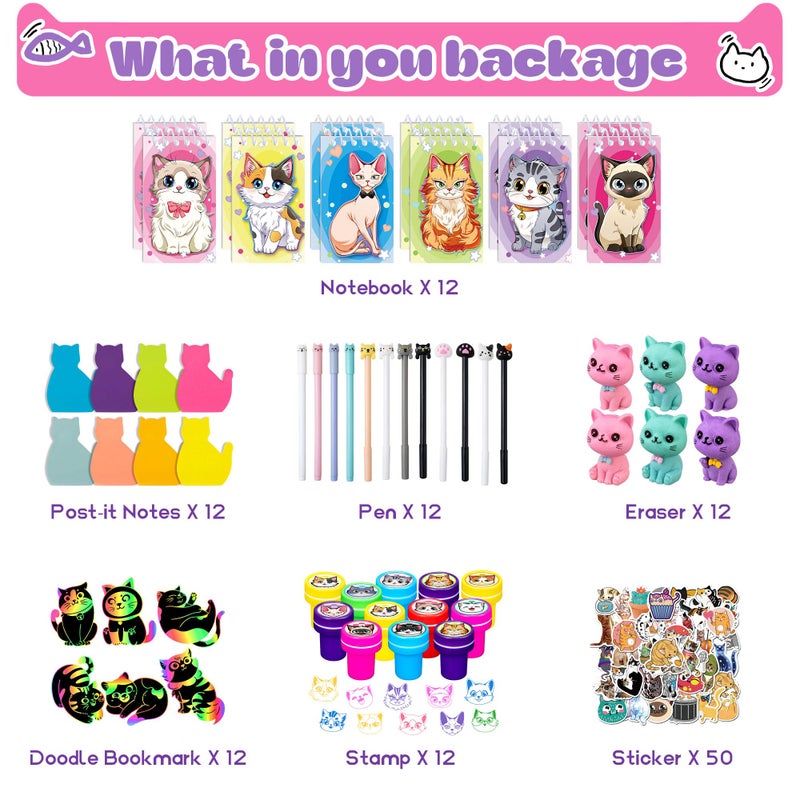 DMIGHT Cat Party Favors Cat Themed Party Supplies Goodie Bag Stuffers Fillers for PET Party Classroom School Reward Gift Prizes Goodie Bags Stuffers - Image 2