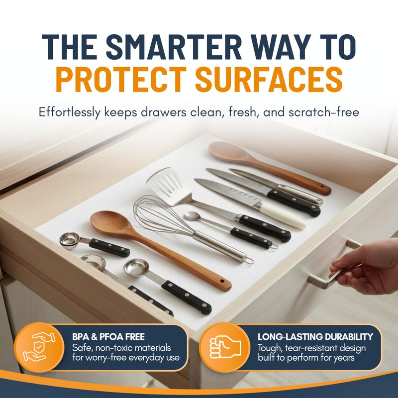 Linda's Essentials Shelf Liner Cabinet Liner for Shelves Non-Adhesive Kitchen Drawer Liner by Lindaâ€™s Essentials (12 x 120 Inches) - Non-Slip Easy Clean Shelf Liners for Cabinets and Cupboard Protector, Waterproof Mat - Image 4