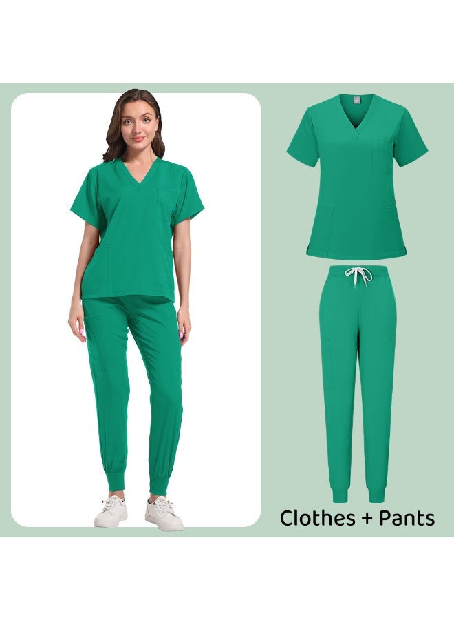 Loquat Womens Medical Scrubs Set Medical Uniform Set Cyan - Image 1