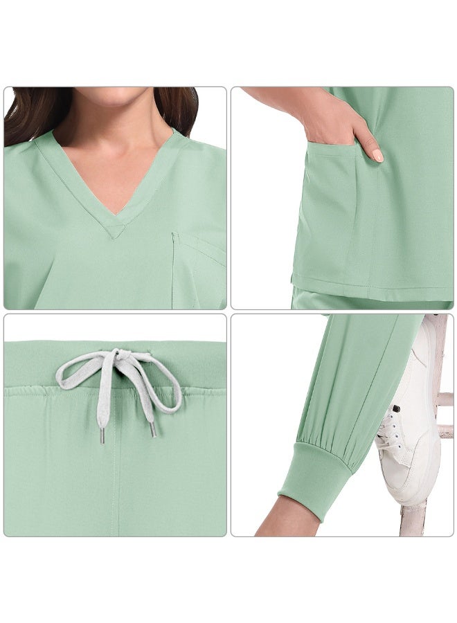 Loquat Womens Medical Scrubs Set Medical Uniform Set Cyan - Image 3