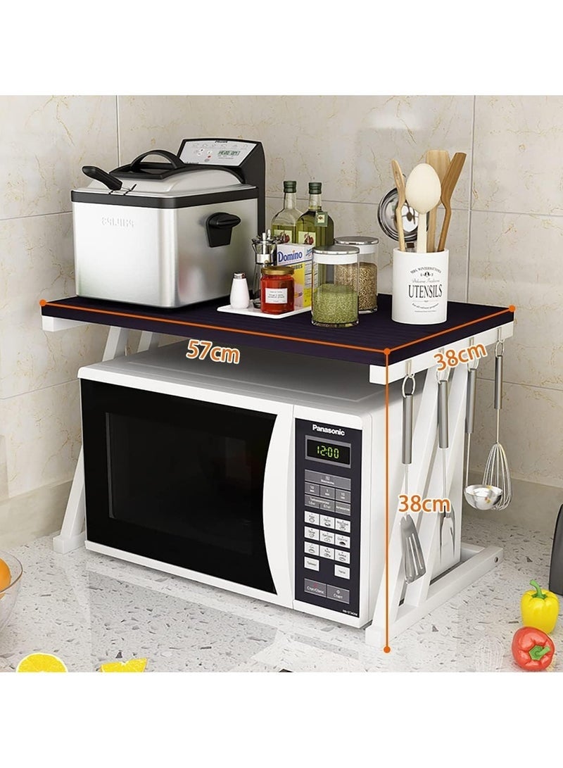 عربست حامل ميكروويف، رف خشبي لفرن الميكروويف، منظم تخزين لسطح المطبخ، موفر لمساحة أدوات المائدة، للمطبخ (أسود) - Image 5