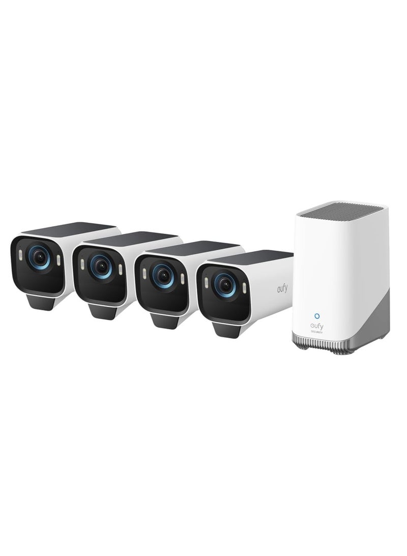eufy Security eufyCam S3 Pro 4-Cam Kit Solar Security Camera Outdoor Wireless with Solar Panel, Colour Night Vision, 4K, Forever Power 2.0, Face Recognition AI, Expandable Local Storage No Monthly Fee - Image 1