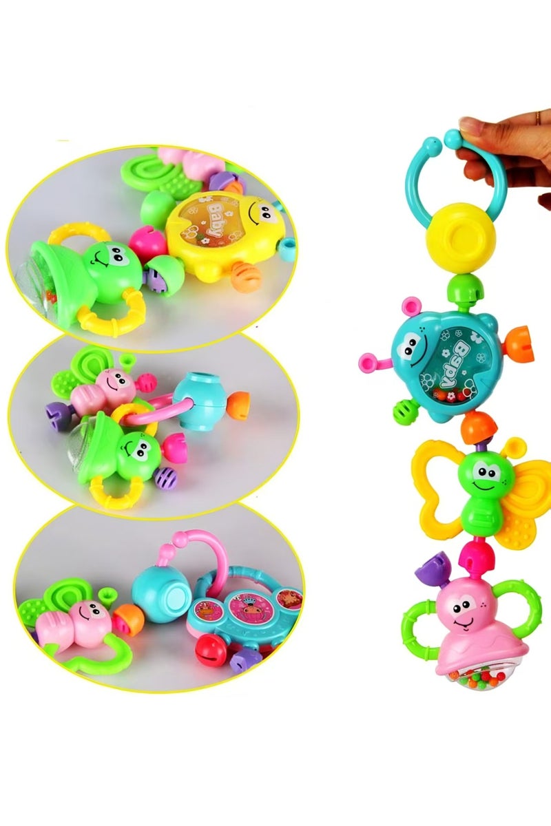 7pcs Baby Rattle Toy, Baby Toys 0-6 months Chewing Silicone Teether, Food Grade Silicone + High Quality ABS Material, Bright Color, Baby toy Gift, Early Educational Toy Set. - Image 2