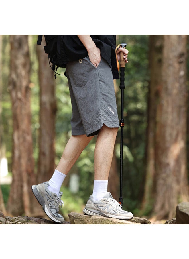 Vancamel Men's Summer Thin Ice Silk Quick-drying Loose Breathable Outdoor Sports Shorts Grey L - Image 3