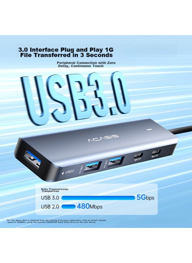 Acasis Akasis Type-c Expansion Dock, Apple Mac 5-in Desktop Hub, Computer Desk Type-c To Usb Adapter, Usb 3.0 Hub, Video Adapter For Phones And Tablets, Ds-9901 - Image 2