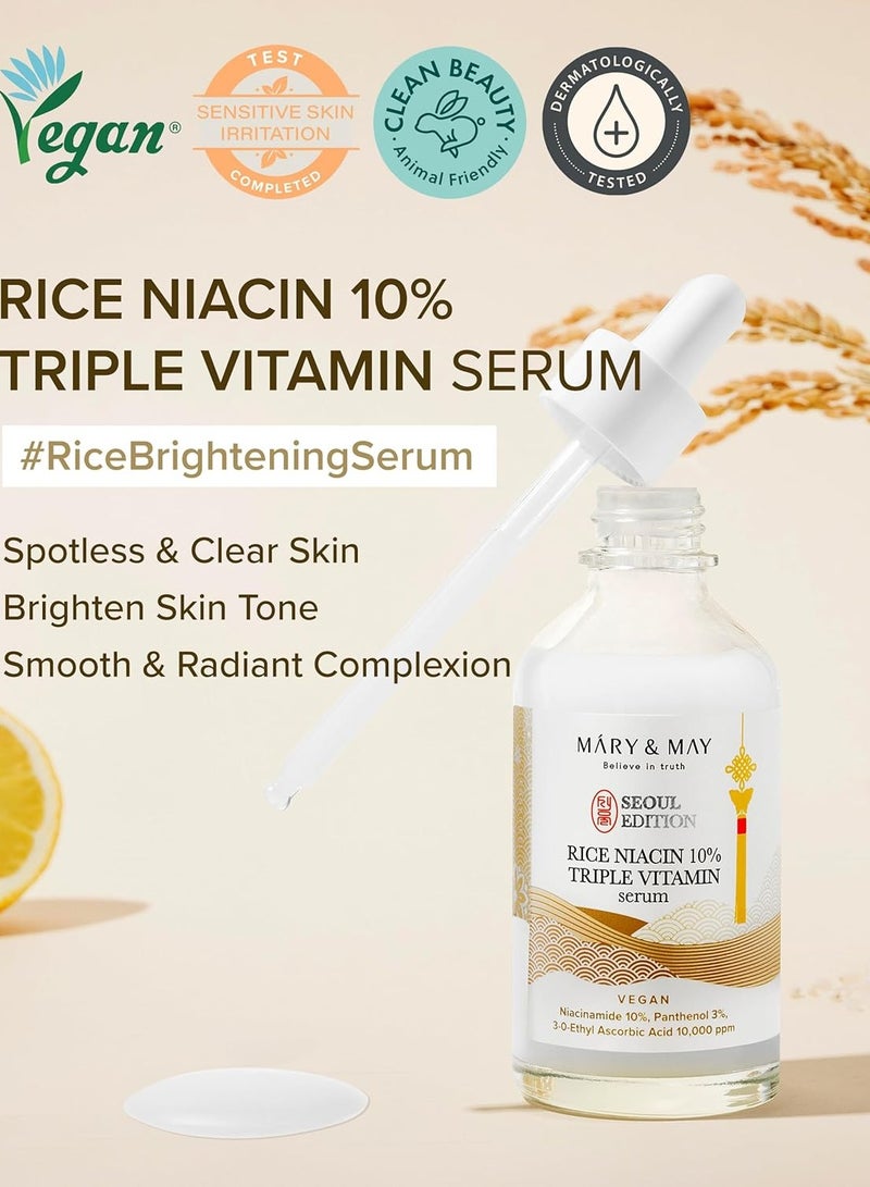 MARY & MAY Seoul Edition Rice niacin 10% Triple Vitamin Serum 80ml - Image 2