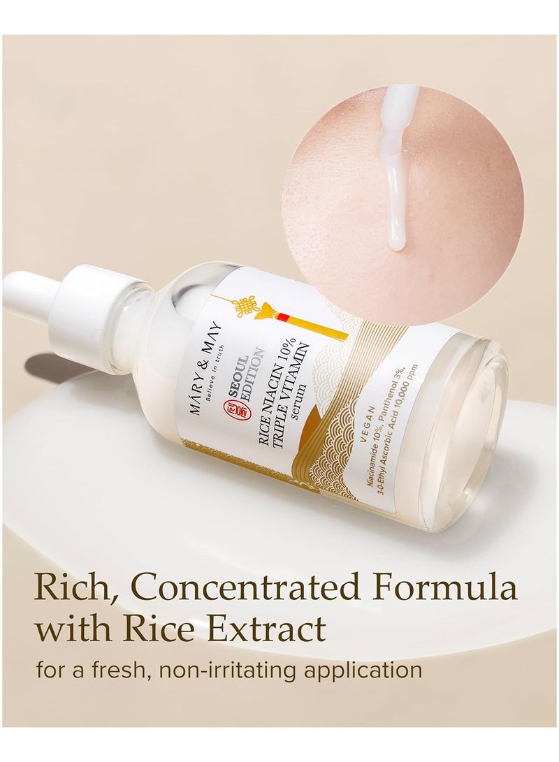 MARY & MAY Seoul Edition Rice niacin 10% Triple Vitamin Serum 80ml - Image 5