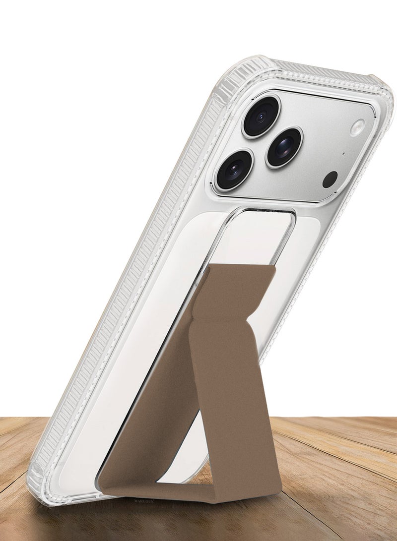 CATANES Finger Grip Clear Case Cover for iPhone 17 Pro Max - Kickstand Car Magnetic Holder Multi-function Protective Two-in-one Case - Brown - Image 3