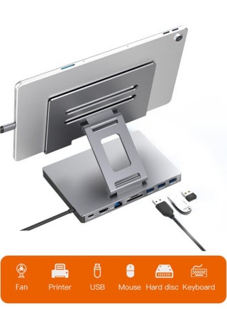 حامل تابلت عالي الجودة، قابل للتعديل والطي، موزع USB C 9 في 1، 4K@60HZ، HDMI، USB 3.0، PD 100W، قارئ بطاقة SD/TF، حامل تابلت للأجهزة اللوحية، iPad، إلخ. - pzsku/Z7FD52C2101EE40ACD67EZ/45/_/1721044460/1047cb15-5bab-47cd-960e-ca51d4f8af9f