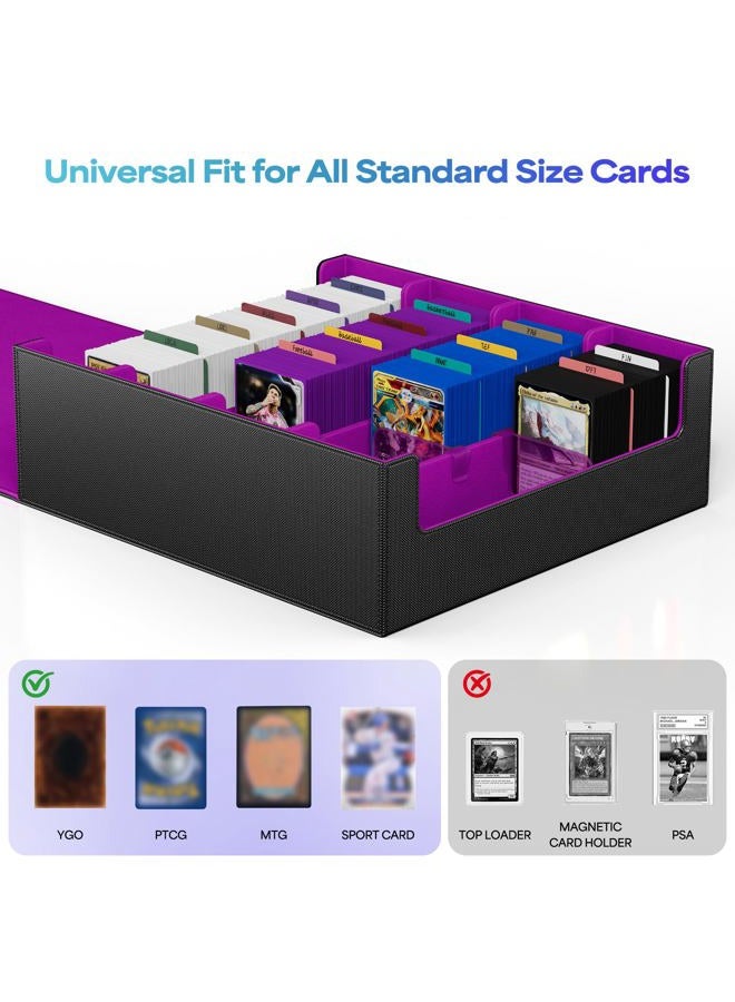 UAONO Card Storage Box for Trading Cards, 2400+ MTG Commander Deck Box With 24pcs Colorful Divider, Card Case Fits for Magic TCG PTCG Game Cards (Black&Purple) - Image 2