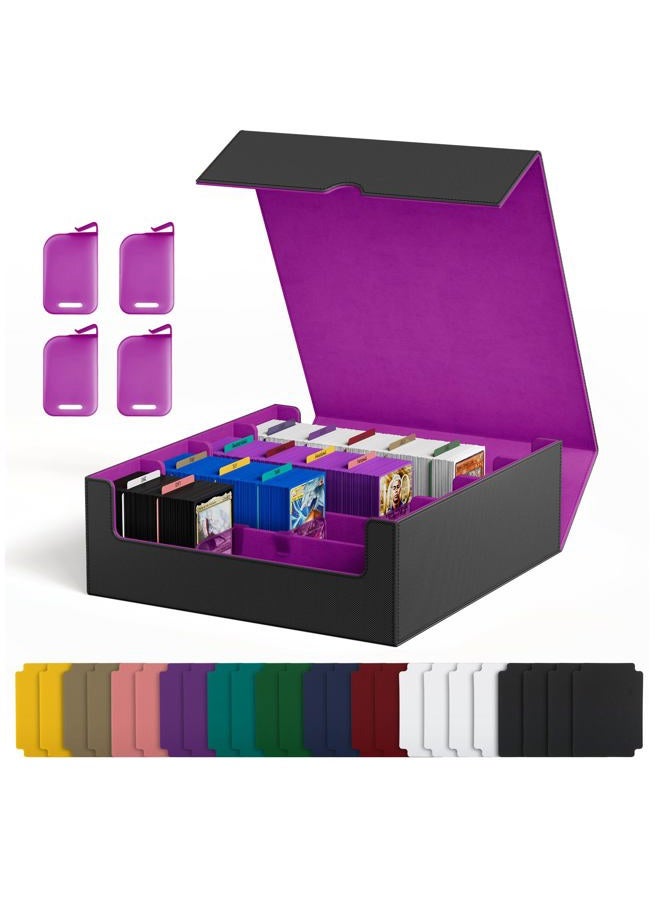 UAONO Card Storage Box for Trading Cards, 2400+ MTG Commander Deck Box With 24pcs Colorful Divider, Card Case Fits for Magic TCG PTCG Game Cards (Black&Purple) - Image 1