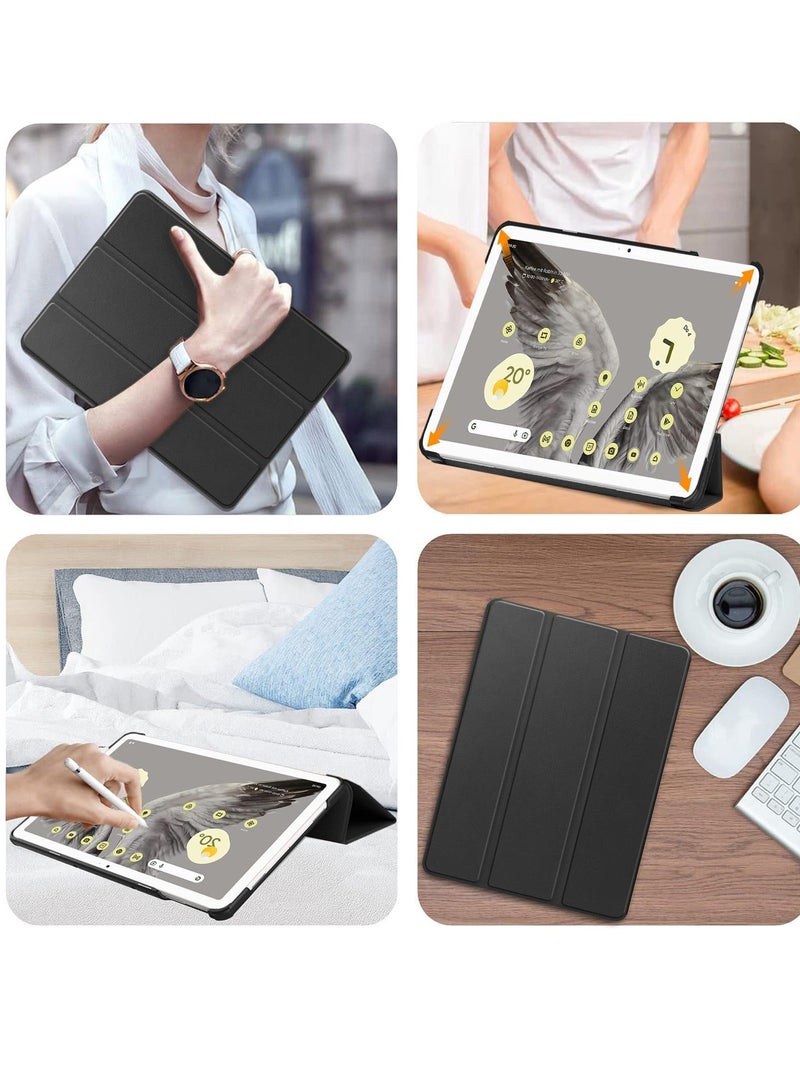 All New PU Leather Smart Cover, Compatible Google Pixel Tablet Case Leather, Shell Thin Lightweight Cover Protective Stand Case for Pixel Tablet Case 2023 Black - Image 4