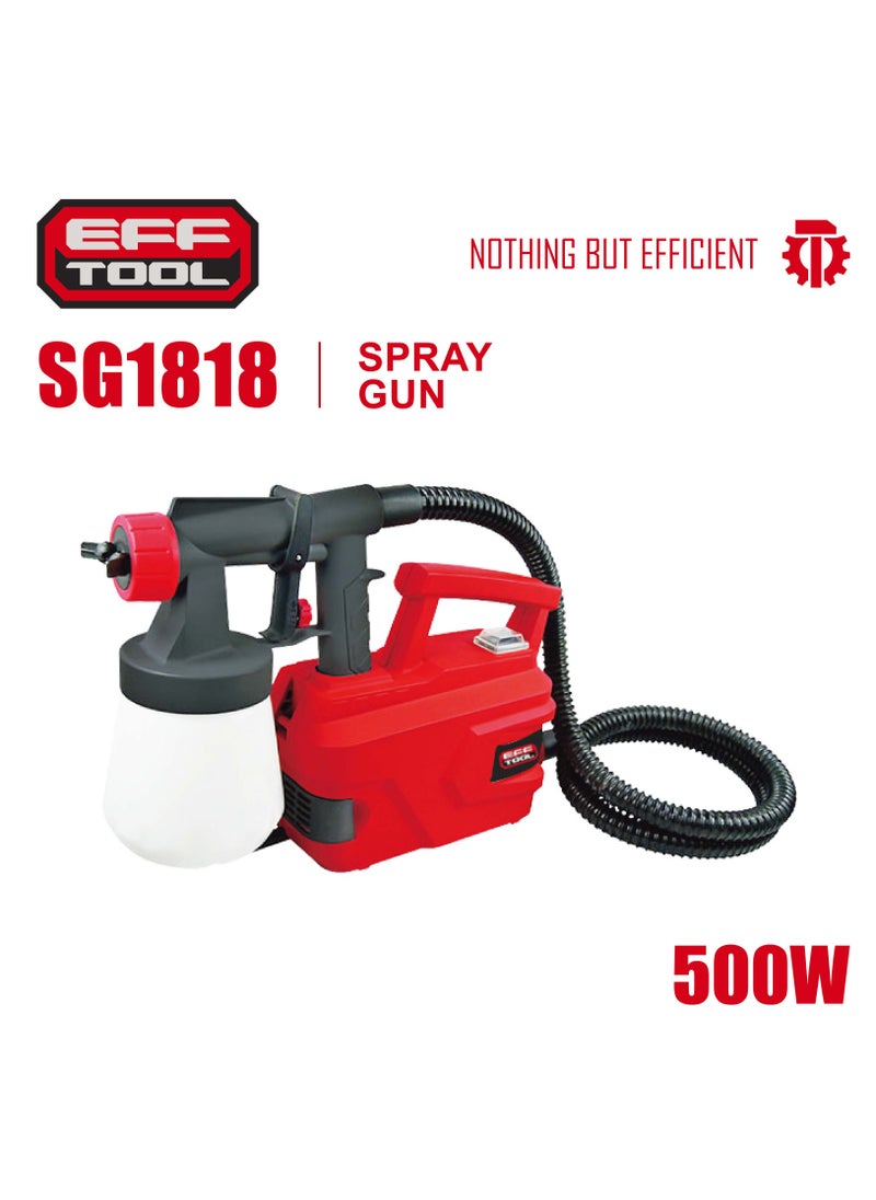 EFFTOOL Spray Gun 500W - High-Efficiency Electric Paint Sprayer for Wall, Furniture, and Home Improvement - 800ml Capacity, 0.1-0.2 Bar Pressure