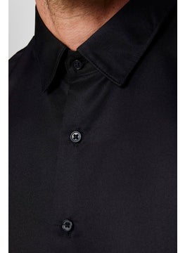Tudors Slim Fit Long Sleeve Easy Iron Sweat Absorbent Breathable Texture Tie Four Seasons Black Men's Shirt  - Image 4