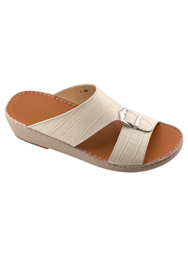 AET A E T Handmade Arabic Sandals For Men | Outdoor Mens Slippers | Everyday Flip Flops Open Toe | Arabic Full Genuine Crocodile Leather With Buckle | New Design | Tan Footbed | Comfortable & LightWeight - Image 1