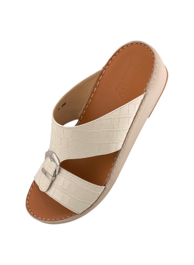 AET A E T Handmade Arabic Sandals For Men | Outdoor Mens Slippers | Everyday Flip Flops Open Toe | Arabic Full Genuine Crocodile Leather With Buckle | New Design | Tan Footbed | Comfortable & LightWeight - Image 3