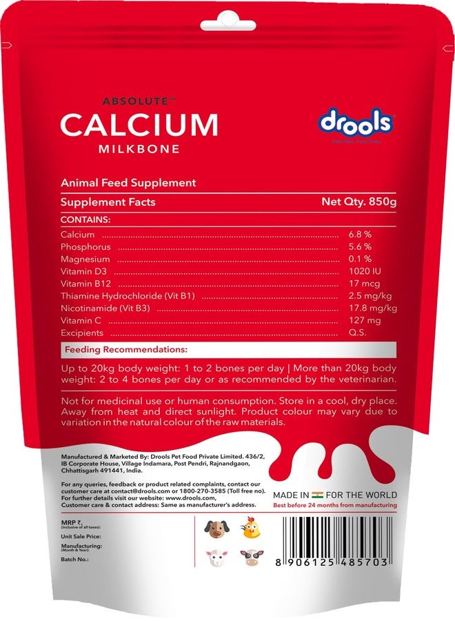 Drools Absolute Milk Bone Dog Treats 850g | Calcium Flavour | Dental Care | Strengthens Gums and Jaws | Enriched with Calcium and Phosphorus | Keeps The Dog's Teeth Healthy and Clean - Image 5