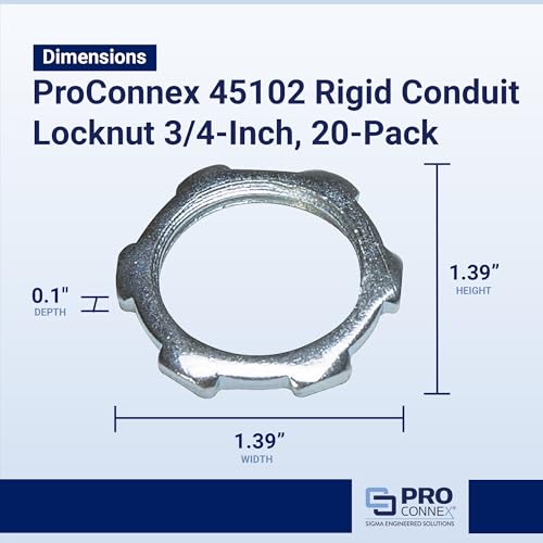 Sigma Electric Sigma Engineered Solutions ProConnex 45102 Rigid Conduit Locknut 3/4-Inch, 20-Pack (Gray) - Image 2