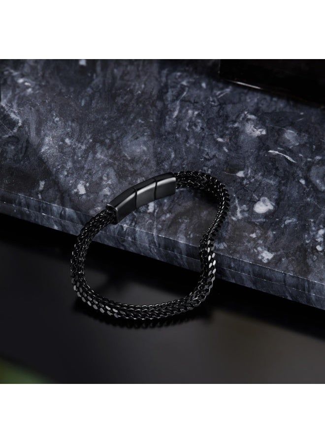 Bracelets for Men-Stainless Steel Magnetic Clasp Franco Chain Mens Bracelet - Image 4