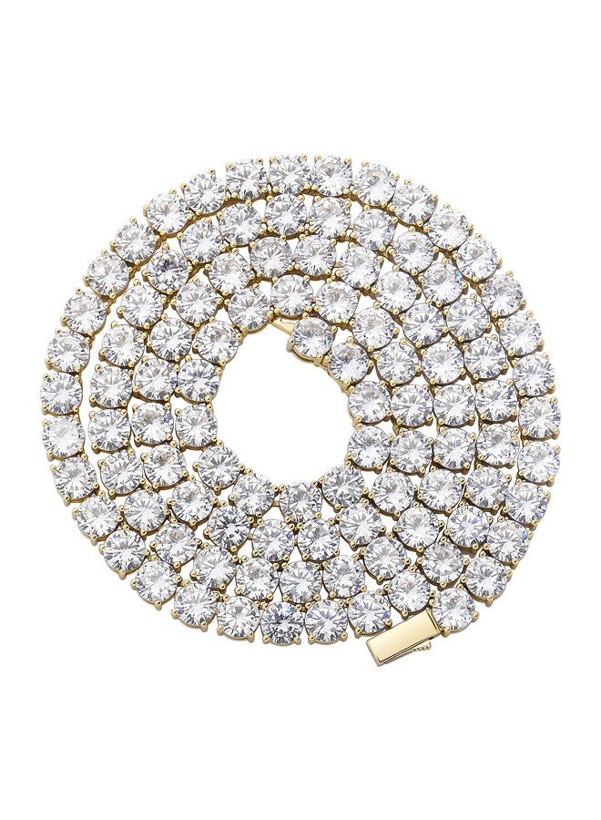 TOPGRILLZ Tennis Necklace Chain For Men 1Row 4Mm 6Mm 14K Gold Plated Iced Out Diamond Choker Necklace For Women (5Mm14K Gold Plated 18) - Image 1