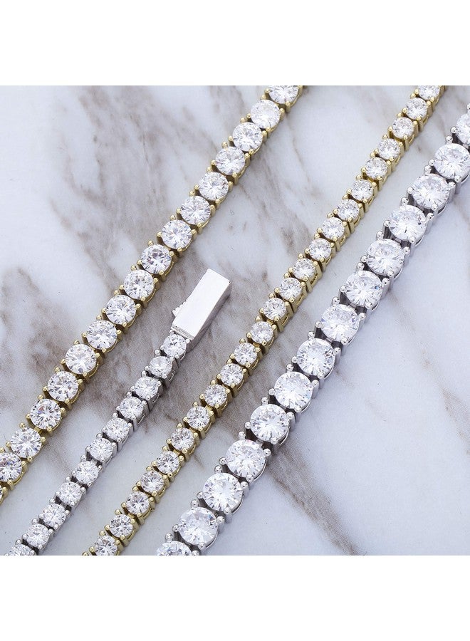 TOPGRILLZ Tennis Necklace Chain For Men 1Row 4Mm 6Mm 14K Gold Plated Iced Out Diamond Choker Necklace For Women (5Mm14K Gold Plated 18) - Image 3