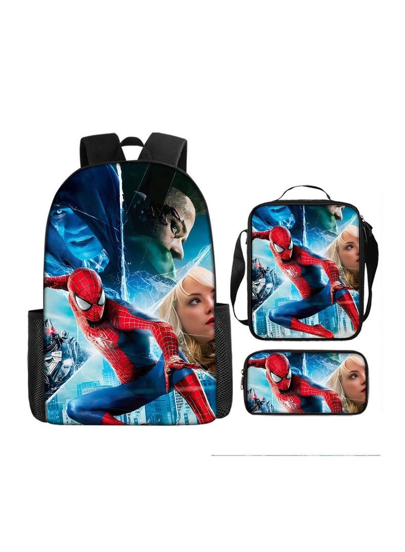 Backpacker حقيبة ظهر مدرسية للأطفال بطباعة رقمية من الرسوم المتحركة Spider-Man مقاس 29*16*42 سم + حقيبة كتف مقاس 19*6*23 سم + حافظة أقلام مقاس 24*7*11 سم مجموعة من ثلاث قطع - Image 1