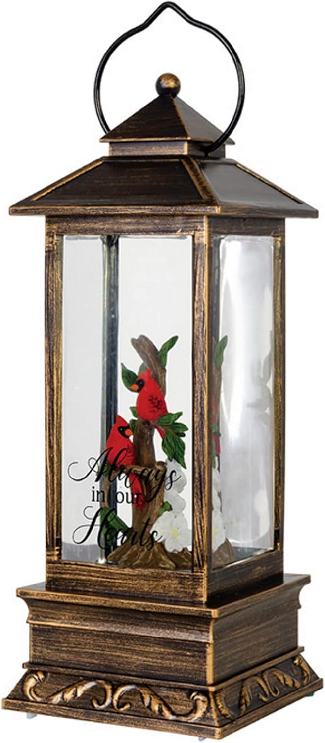 Carson Always in Our Hearts Cardinal Memorial Water Lantern  Sympathy Gift for Funeral  Loss of Loved One  Remembrance Light Up Snow Globe Lantern for Home Decor - Image 1