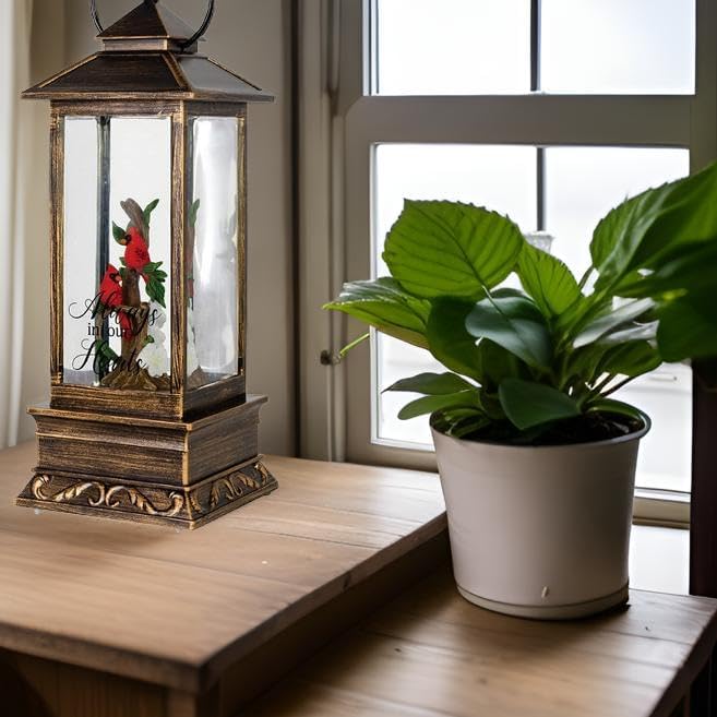 Carson Always in Our Hearts Cardinal Memorial Water Lantern  Sympathy Gift for Funeral  Loss of Loved One  Remembrance Light Up Snow Globe Lantern for Home Decor - Image 3