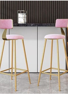 Generic Bar Stool, Chair Footrest High Stool with Backs, Upholstered Counter Height Stools Bar Chairs for Kitchen, Pub, Breakfast Stool, with Metal Legs  - Image 1