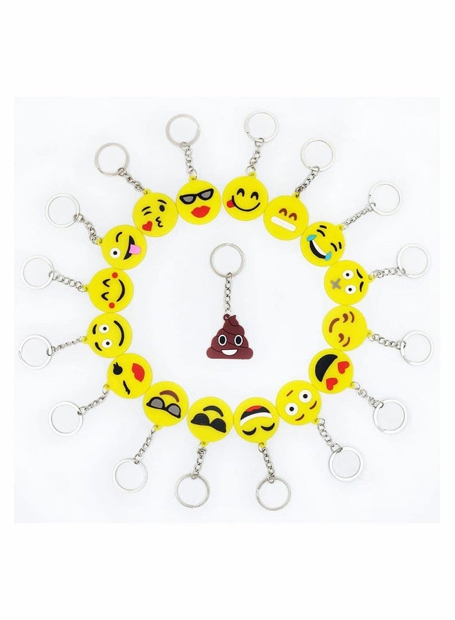 Emoji Keychains Mini PVC Party Favors for Kids Birthday Supplies Emoticon Gifts Toys Prizes 3.74" Set of 34 - Image 2