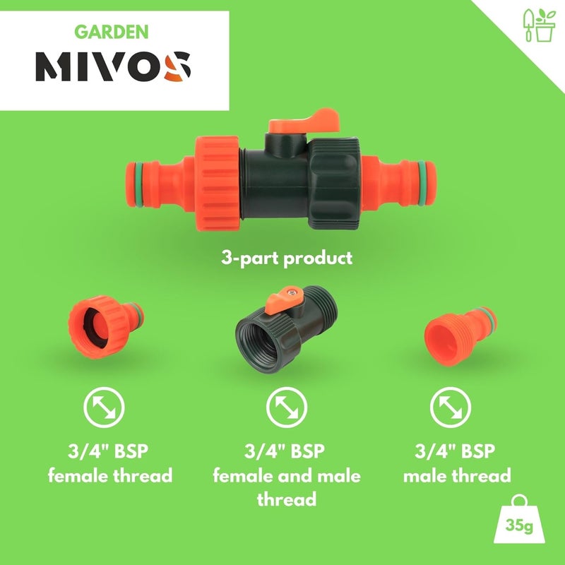MIVOS اقتران خرطوم لتوصيل خرطومين مع وصلات سريعة مثبتة، موصل خرطوم الحديقة مع صمام تنظيم، قابس توصيل خرطوم - Image 3