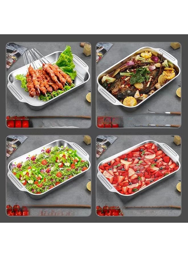 Large 2pcs 410 Stainless Steel Baking Pan with Lid Rectangular Cake Loaf Tray - Image 4