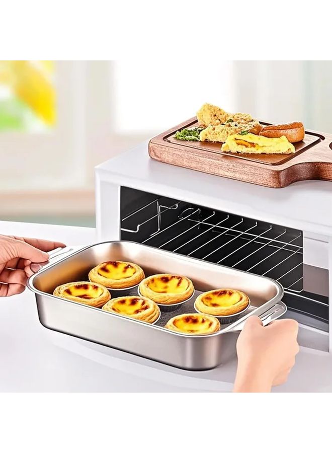 Large 2pcs 410 Stainless Steel Baking Pan with Lid Rectangular Cake Loaf Tray - Image 3