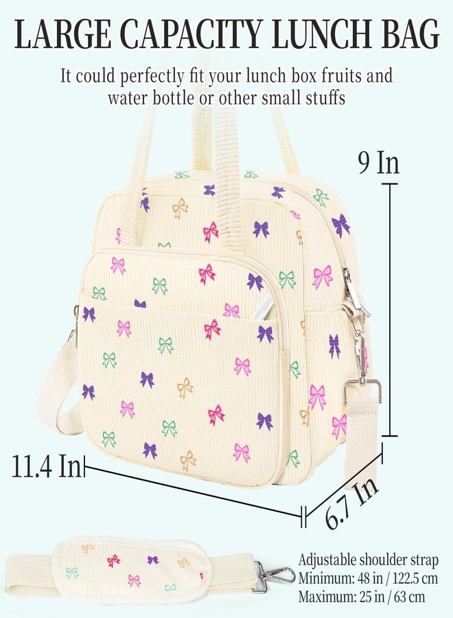 WOBAGMEN corduory lunch bag for women for work (bow) - Image 2