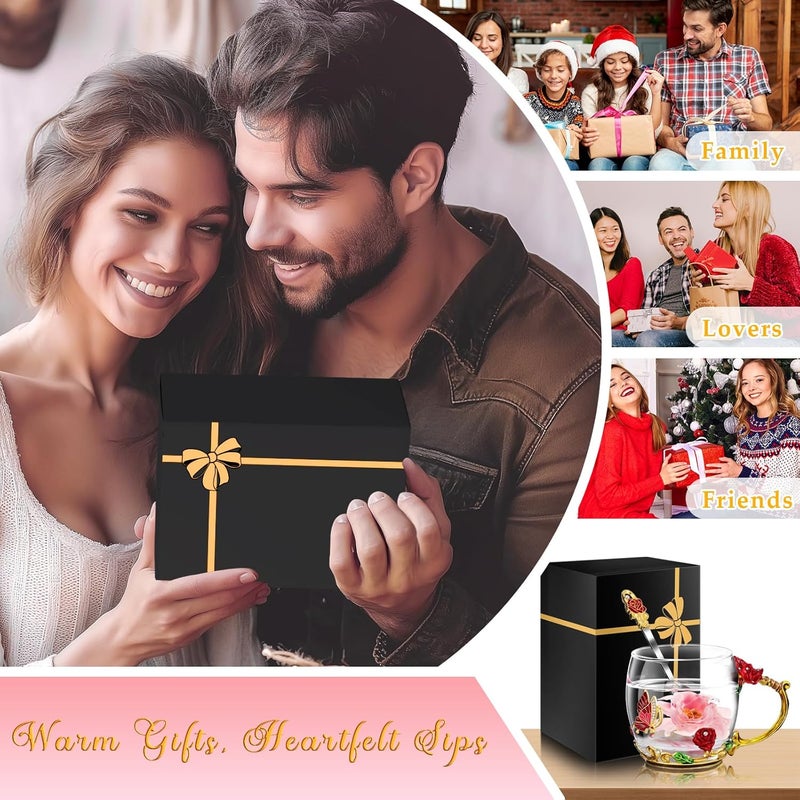 MNZZ Women Glass Tea Coffee Pretty Cup Cute Mug Tween College Country Girl 18 19 Year Old Birthday Gift Regalos De Cumpleaños Navidad Para Mujer Mama Abuela Mi Novia Maestra 14 Febrero San Valentín Ideas - Image 5