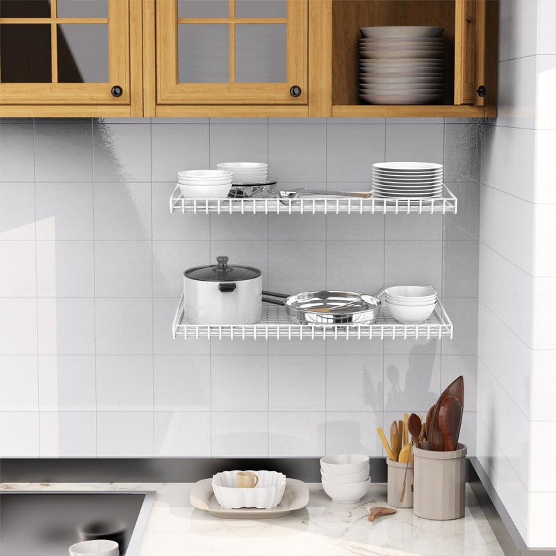 WALMANN 2 Pack Garage Wall Shelf, 23.5" x 12" Wall-Mounted Storage Shelves for Garage, Closet, Laundry Room, Heavy Duty Floating Shelving, Holds Up to 65 lbs(White) - Image 4