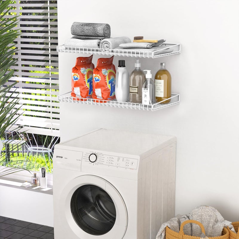 WALMANN 2 Pack Garage Wall Shelf, 23.5" x 12" Wall-Mounted Storage Shelves for Garage, Closet, Laundry Room, Heavy Duty Floating Shelving, Holds Up to 65 lbs(White) - Image 3