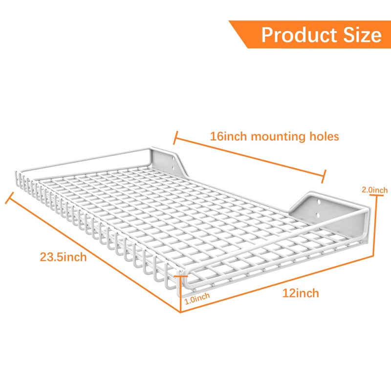 WALMANN 2 Pack Garage Wall Shelf, 23.5" x 12" Wall-Mounted Storage Shelves for Garage, Closet, Laundry Room, Heavy Duty Floating Shelving, Holds Up to 65 lbs(White) - Image 5