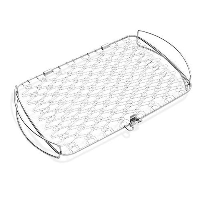 Weber Large Fish Basket  Flexible Wire Grilling Basket for Delicate Foods, Fits Weber Q 300+ Gas Grills & 18.5"+ Charcoal Grills